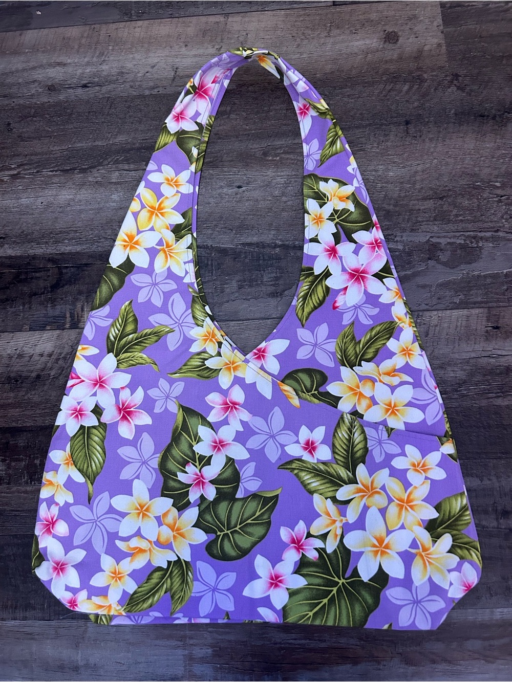 Nani Island Purple Floral Hawaiian Shoulder‎ Bag with Pocket Accents for Women